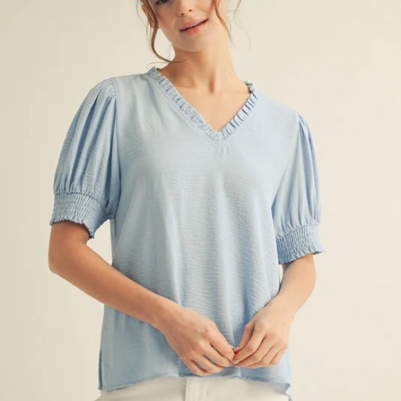 Maison D’Amelie Tops - Maison D Amelie Chic Light Blue Women's Blouse